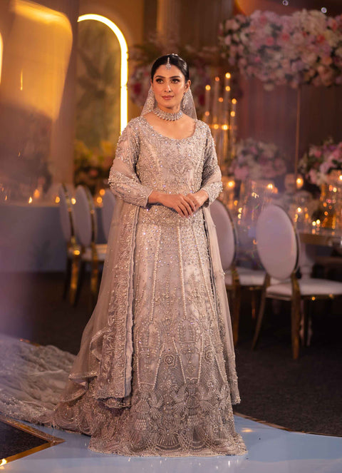 MAHNOOR LUXURY BRIDAL GOWN WITH LONG TRAIL