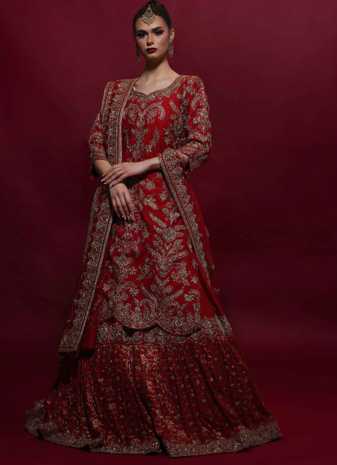 ZEHRA FLOOR LENGTH FARSHI LEHENGA WITH KAMEEZ