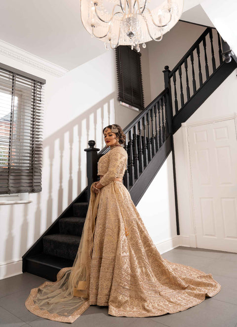 NOORANI BRIDAL LEHENGA CHOLI WITH SHORT TRAIL