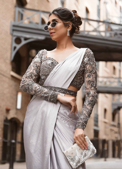 ZARA READYMADE PLITTED SAREE