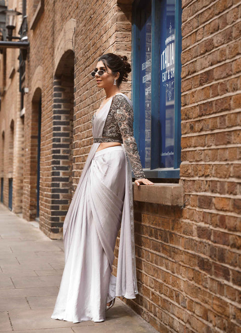 ZARA READYMADE PLITTED SAREE
