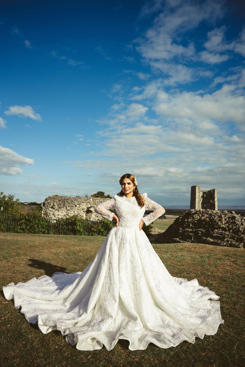 NUVEA WHITE BRIDAL GOWN WITH TRAIN