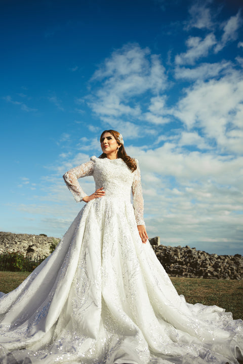NUVEA WHITE BRIDAL GOWN WITH TRAIN