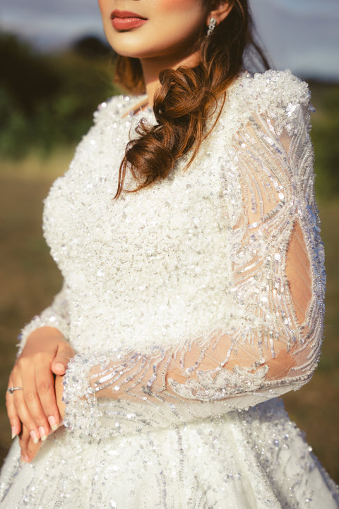 NUVEA WHITE BRIDAL GOWN WITH TRAIN