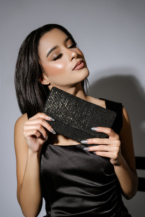 NOIR - Micro Rhinestone Clutch