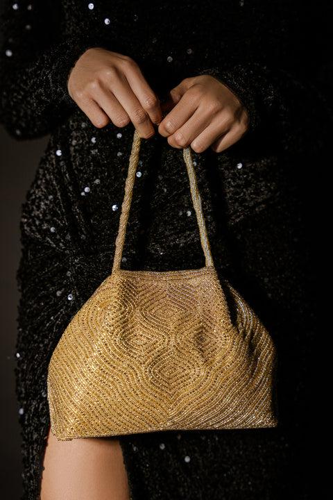 Golden Wave - Beaded Clutch