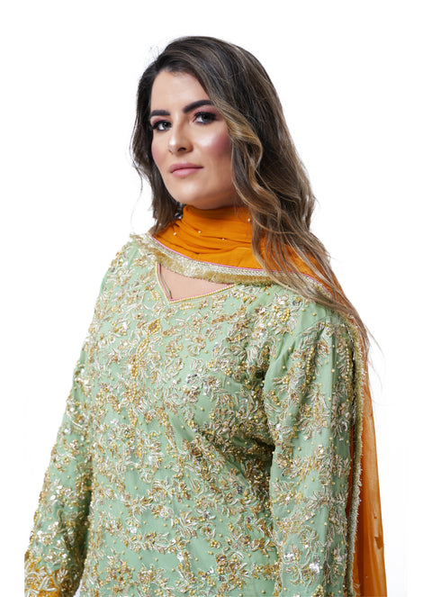 MYRA GOTTA EMBELLISHED MEHENDI GHARARA